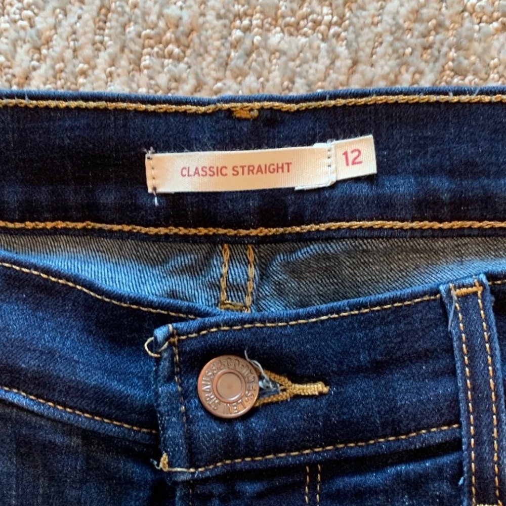 Levi's Classic Straight Leg Dark Wash 12Long - Picture 4 of 9